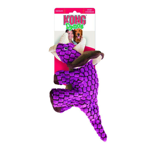 KONG Dynos Triceratops Dog Toy, Pink
