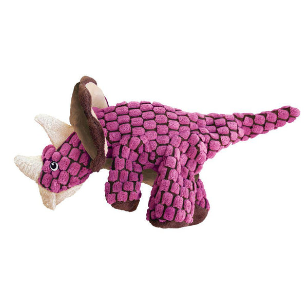 KONG Dynos Triceratops Dog Toy, Pink