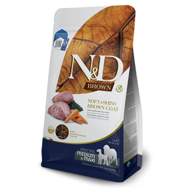 Farmina N&D Brown Coat Lamb, Norwegian Kelp & Carrot Adult Medium & Maxi Dry Dog Food