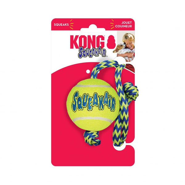 KONG SqueakAir Ball with Rope Dog Toy, Medium