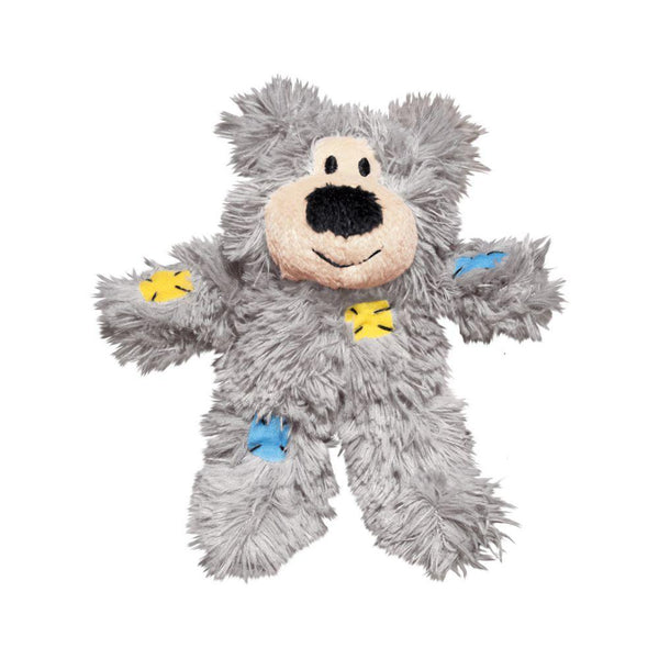 KONG Softies Patchwork Bear Cat Toy, Color Varies