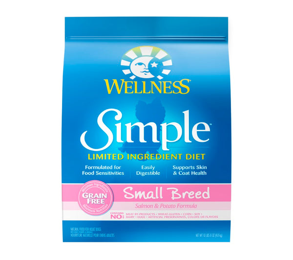 Wellness Simple Croquettes pour chiens petites races Formule Saumon et Pomme de terre Sans céréales à ingrédients limités
