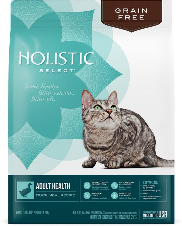 Holistic Select Recette Santé Adulte à la Farine de Canard Nourriture sèche pour chats