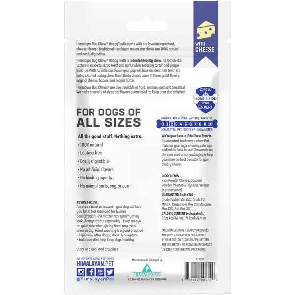 Friandise dentaire goût fromage Happy Teeth pour chien Himalayan Pet Supply, 2 pièces