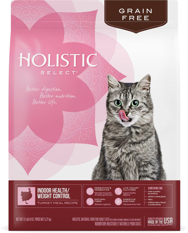 Holistic Select Indoor Health/Weight Control Recette à la farine de dinde Sans céréales Croquettes pour chats