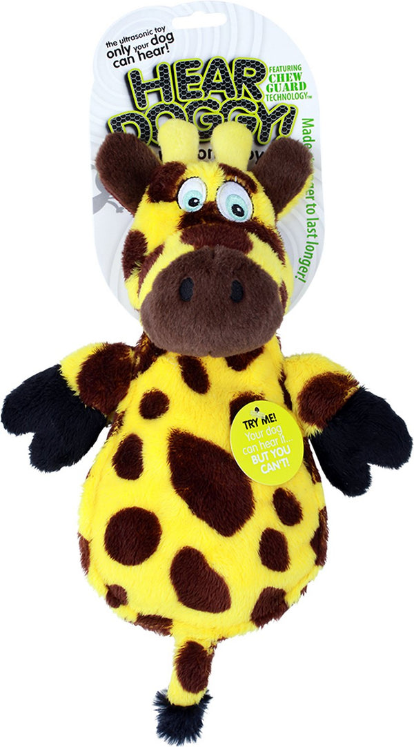 Hear Doggy Silent Squeaker Chew Guard Flattie Giraffe Dog Toy