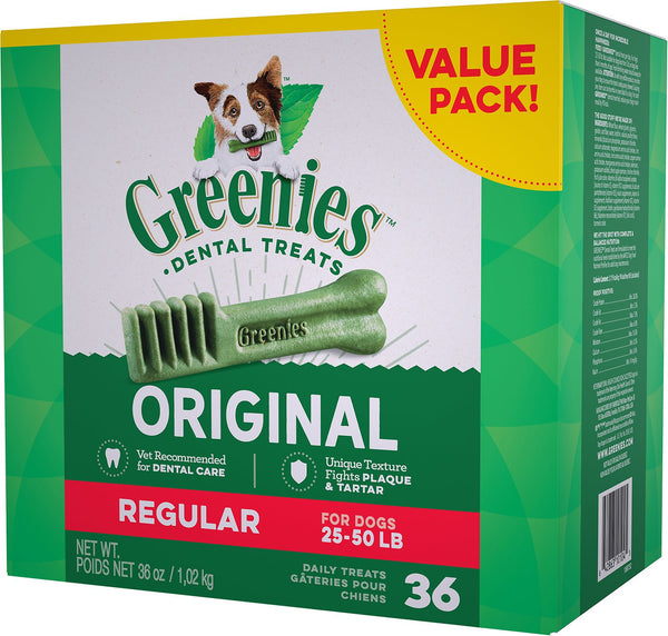 Gâteries dentaires régulières pour chiens Greenies Original, 36 pièces