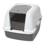 Catit Airsift Hooded Cat Litter Pan, Warm Gray/White, Jumbo