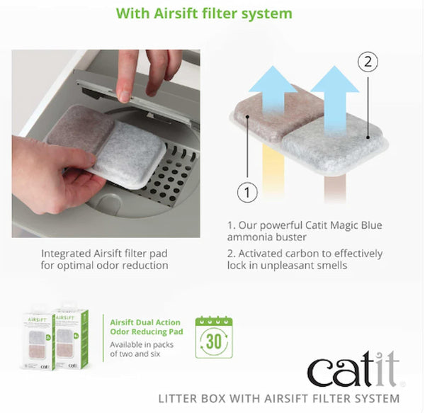 Catit Airsift Hooded Cat Litter Pan, Warm Gray/White, Jumbo