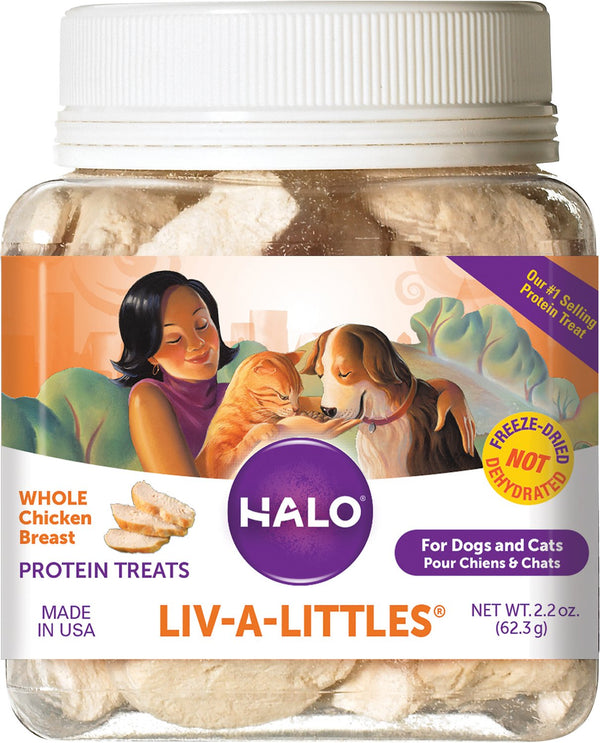 Halo Liv-a-Littles Grain-Free 100% Chicken Breast Freeze-Dried Dog & Cat Treats, 2.2-oz