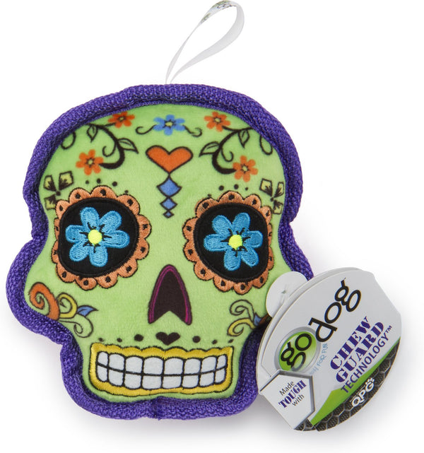 GoDog Sugar Skulls Chew Guard Squeaker Dog Toy