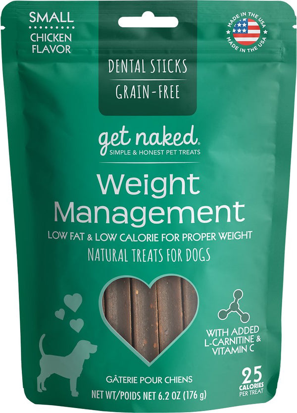 Get Naked Bâtonnets à mâcher dentaires pour gestion du poids Sans céréales Friandises pour chiens