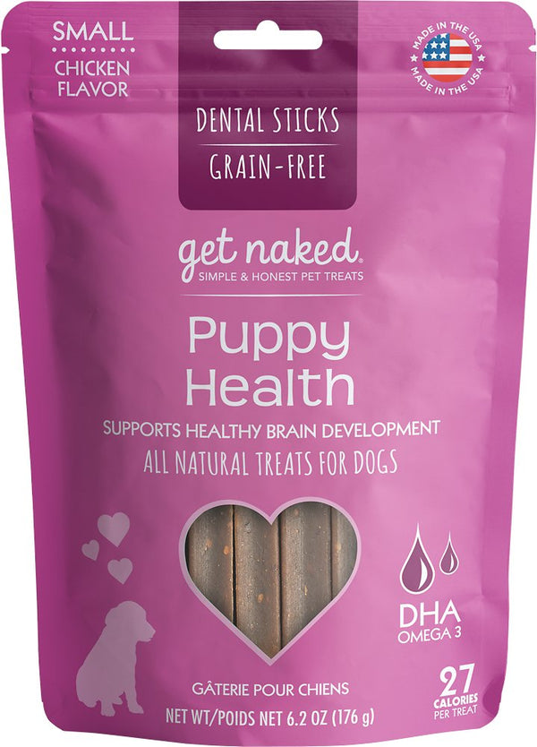 Get Naked Puppy Health Bâtonnets à mâcher dentaires Sans céréales Friandises pour petits chiens