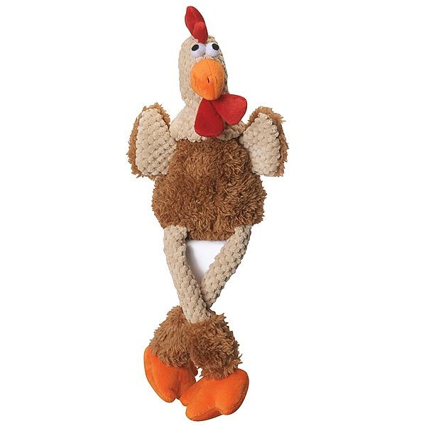 GoDog Checkers Chew Guard Jouet pour chien Skinny Rooster, Marron