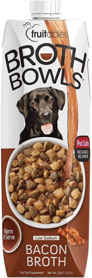 Fruitables Bacon Broth Bowls for Dogs, 33.8-oz carton