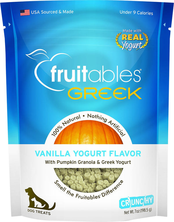 Fruitables Greek Vanilla Yogurt Flavor Crunchy Dog Treats, 7-oz