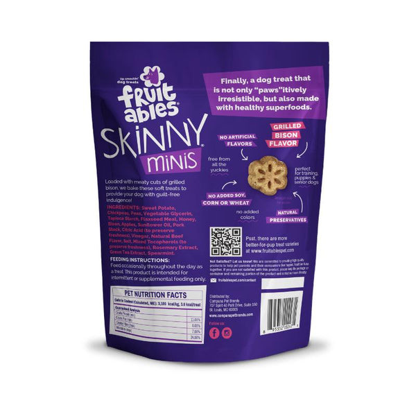 Fruitables Skinny Minis Grilled Bison Dog Treats, 5-oz
