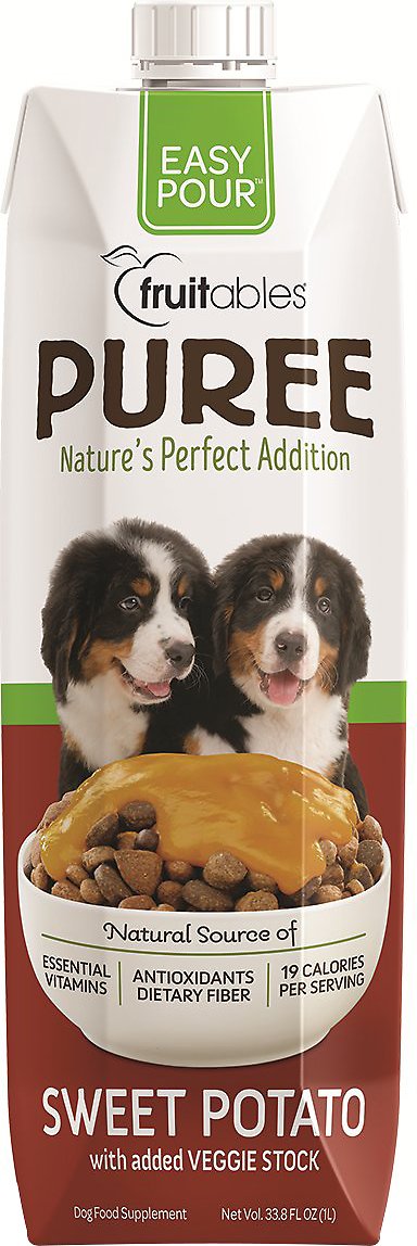 Fruitables Easy Pour Sweet Potato Puree Dog Supplement, 33.8-oz carton