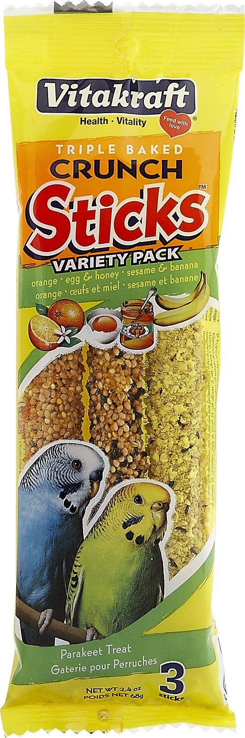 Vitakraft Assortiment de biscuits Triple Baked Crunch aux fruits et miel pour perruches, 3 pièces