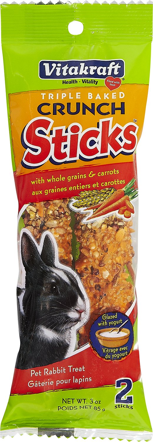Vitakraft Bâtonnets triple cuisson croustillants aux céréales complètes et carotte friandise pour lapin, lot de 2