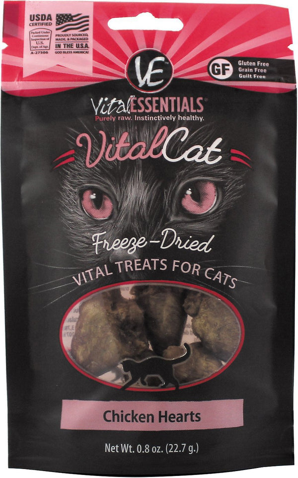 Vital Essentials Vital Cat Treats Chicken Hearts Freeze-Dried Cat Treats, 0.8-oz