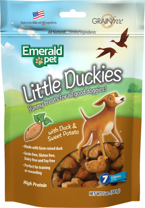 Emerald Pet Little Duckies Friandises pour chiens Canard et Patate douce, 5 oz