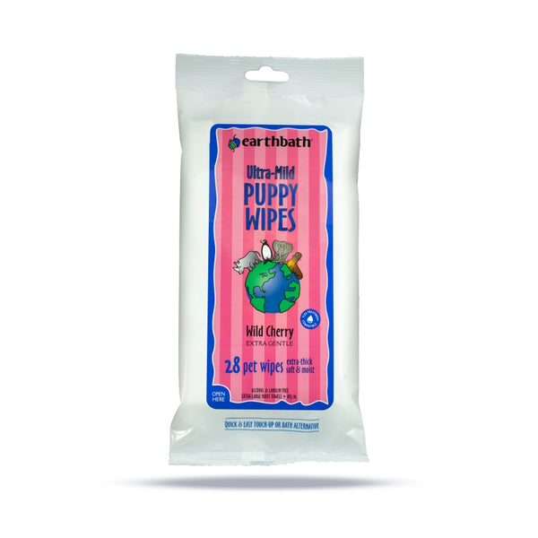 Earthbath Ultra-Mild Puppy Wipes, Wild Cherry, 28- count