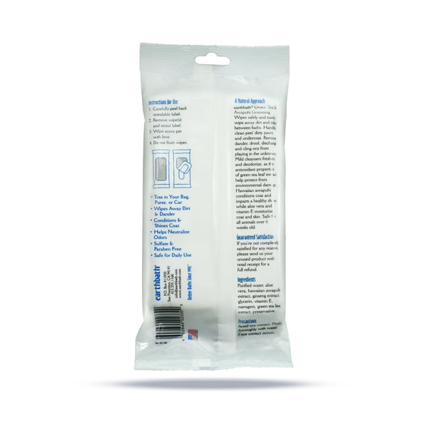 Earthbath Grooming Wipes for Dogs & Cats, Green Tea & Awapuhi, 28-count