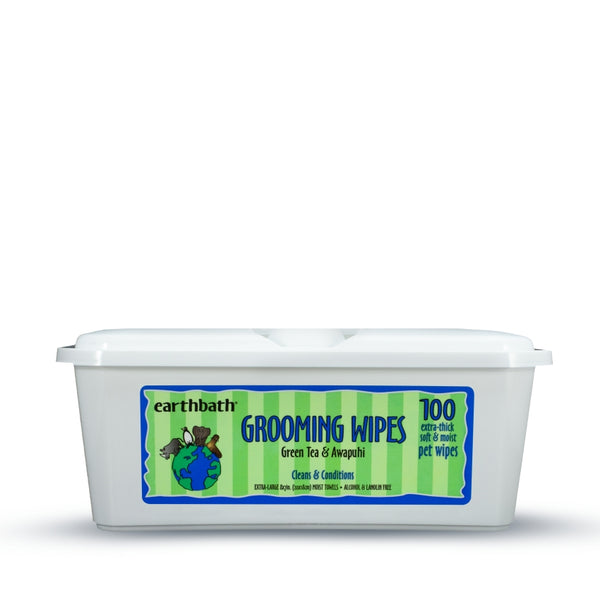Earthbath Grooming Wipes for Dogs & Cats, Green Tea & Awapuhi, 100-count