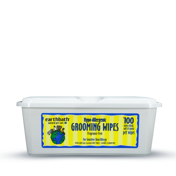 Earthbath Hypo-Allergenic Grooming Wipes, Fragrance Free, 100-count