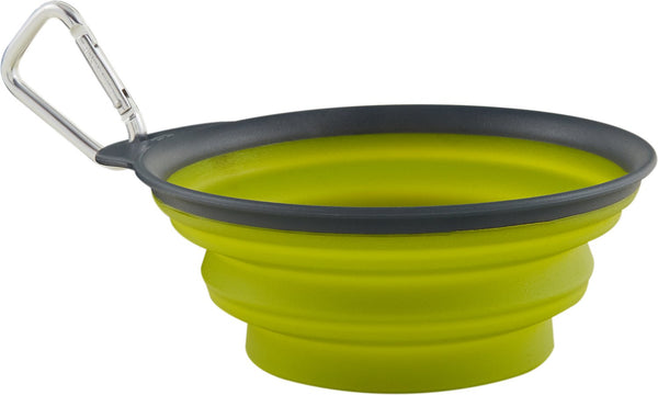 Dexas Collapsible Travel Cup with Carabiner, Gray/Green