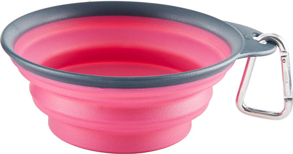 Dexas Collapsible Travel Cup with Carabiner, Gray/Pink