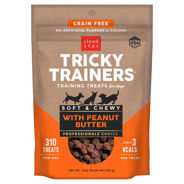 Cloud Star Tricky Trainers Chewy Grain Free Peanut Butter Flavor Dog Treats