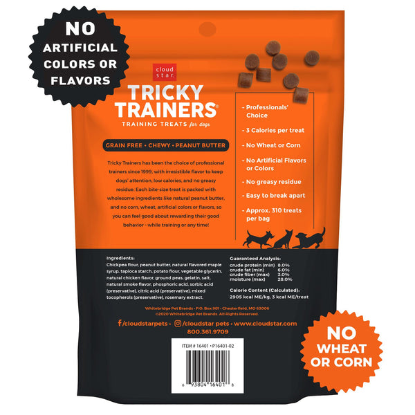 Cloud Star Tricky Trainers Chewy Grain Free Peanut Butter Flavor Dog Treats