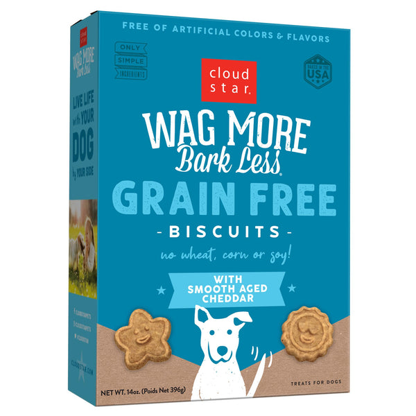 Cloud Star Wag More Bark Less Grain-Free Oven Baked with Smooth Aged Cheddar Dog Treats, 14-oz
