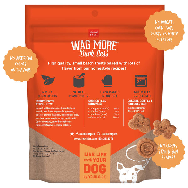 Cloud Star Wag More Bark Less Grain-Free Soft & Chewy with Peanut Butter & Apples Dog Treats, 5-oz