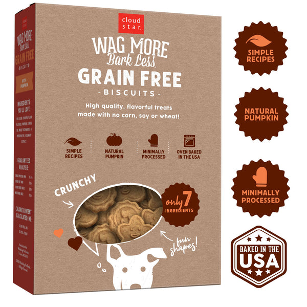 Cloud Star Wag More Bark Less Grain-Free Oven Baked with Pumpkin Dog Treats