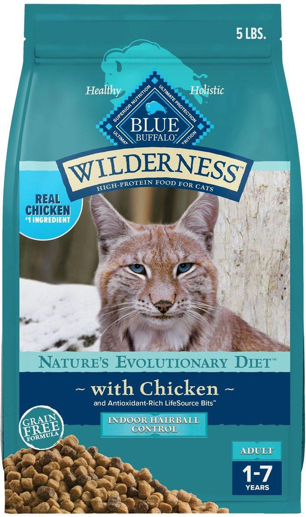 Blue Buffalo BLUE Wilderness Indoor Hairball Control with Chicken Grain-Free Dry Cat Food