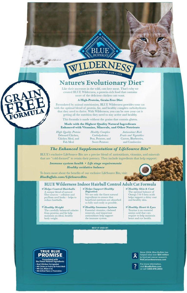 Blue Buffalo BLUE Wilderness Indoor Hairball Control with Chicken Grain-Free Dry Cat Food