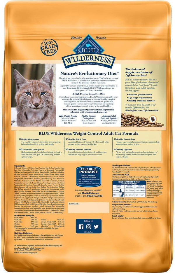 Blue Buffalo BLUE Wilderness Weight Control with Chicken Grain-Free Dry Cat Food