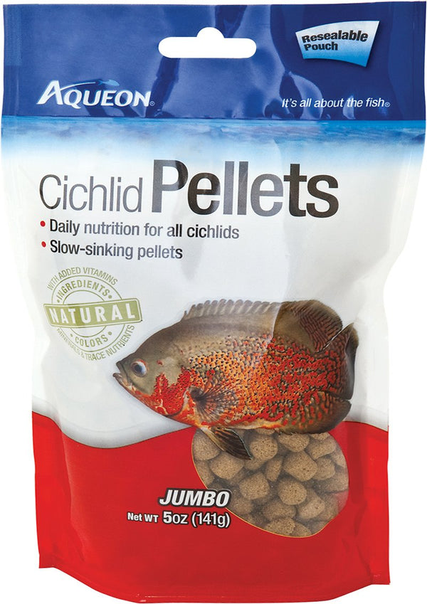 Aqueon Jumbo Cichlid Pellet Fish Food, 5-oz jar