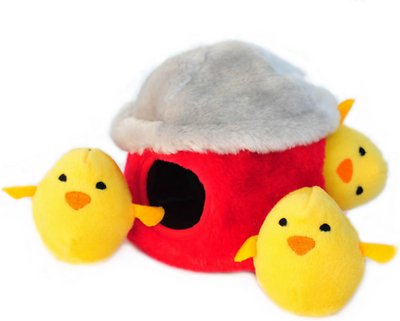 ZippyPaws Burrow Squeaky Hide and Seek Plush Dog Toy, Chicken Hut