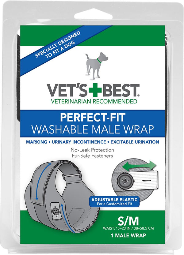 Vet's Best Perfect-Fit Washable Wrap for Male Dogs