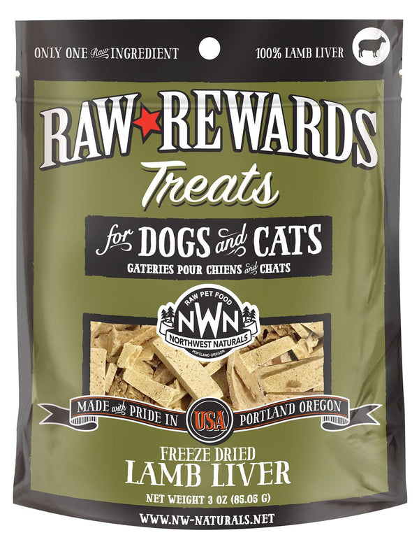 Northwest Naturals Raw Rewards Lamb Liver Freeze-Dried Dog & Cats Treats, 3-oz