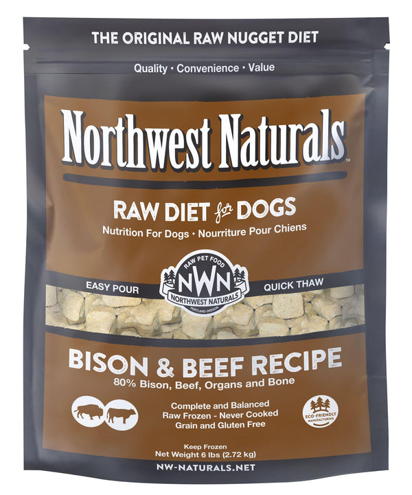 Northwest Naturals Raw Diet Grain-Free Bison & Beef Nuggets Raw Frozen Dog Food, 6-lb