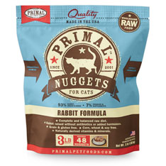 Primal Raw Nuggets surgelés Formule lapin Nourriture crue pour chat, 3-lb