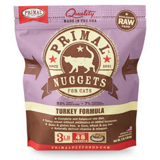 Primal Nuggets surgelés crus Formule Dinde Nourriture pour chats, 3-lb