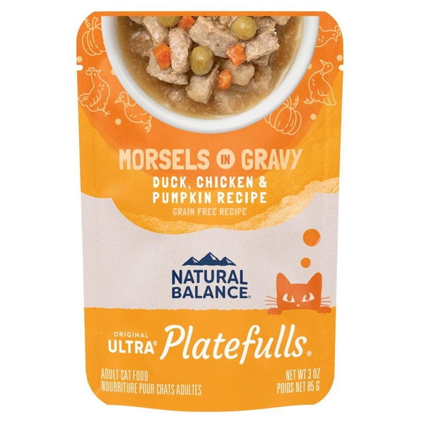 Natural Balance Original Ultra Platefulls Recette Canard, Poulet et Citrouille Morceaux en Sauce Poches de nourriture humide pour chats
