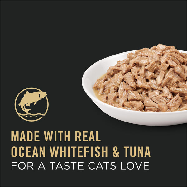 Nourriture en conserve pour chat Purina Pro Plan Adulte Entree aux œufs de mer blanc et thon en sauce