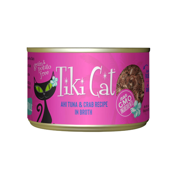 Tiki Cat Hana Grill Recette de Thon Ahi et de Crabe dans un Bouillon Nourriture Humide pour Chats